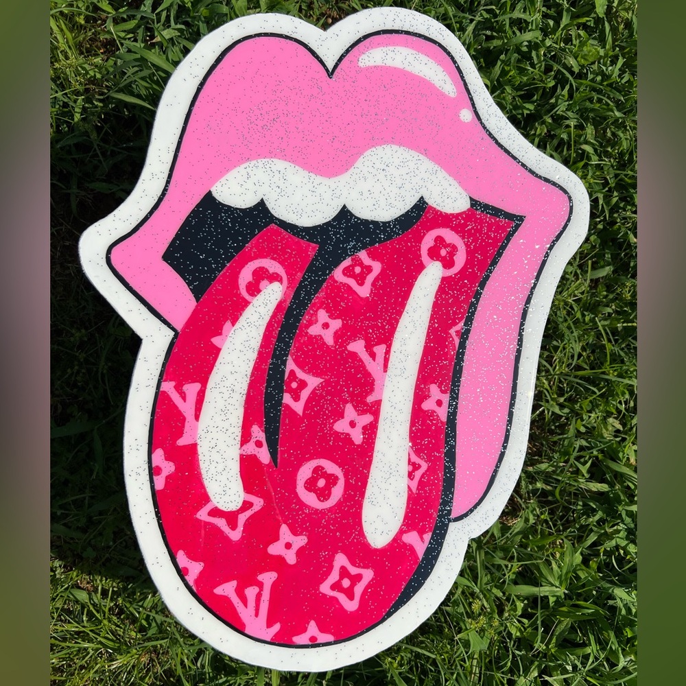 Pink and Red Graphic Tongue Art